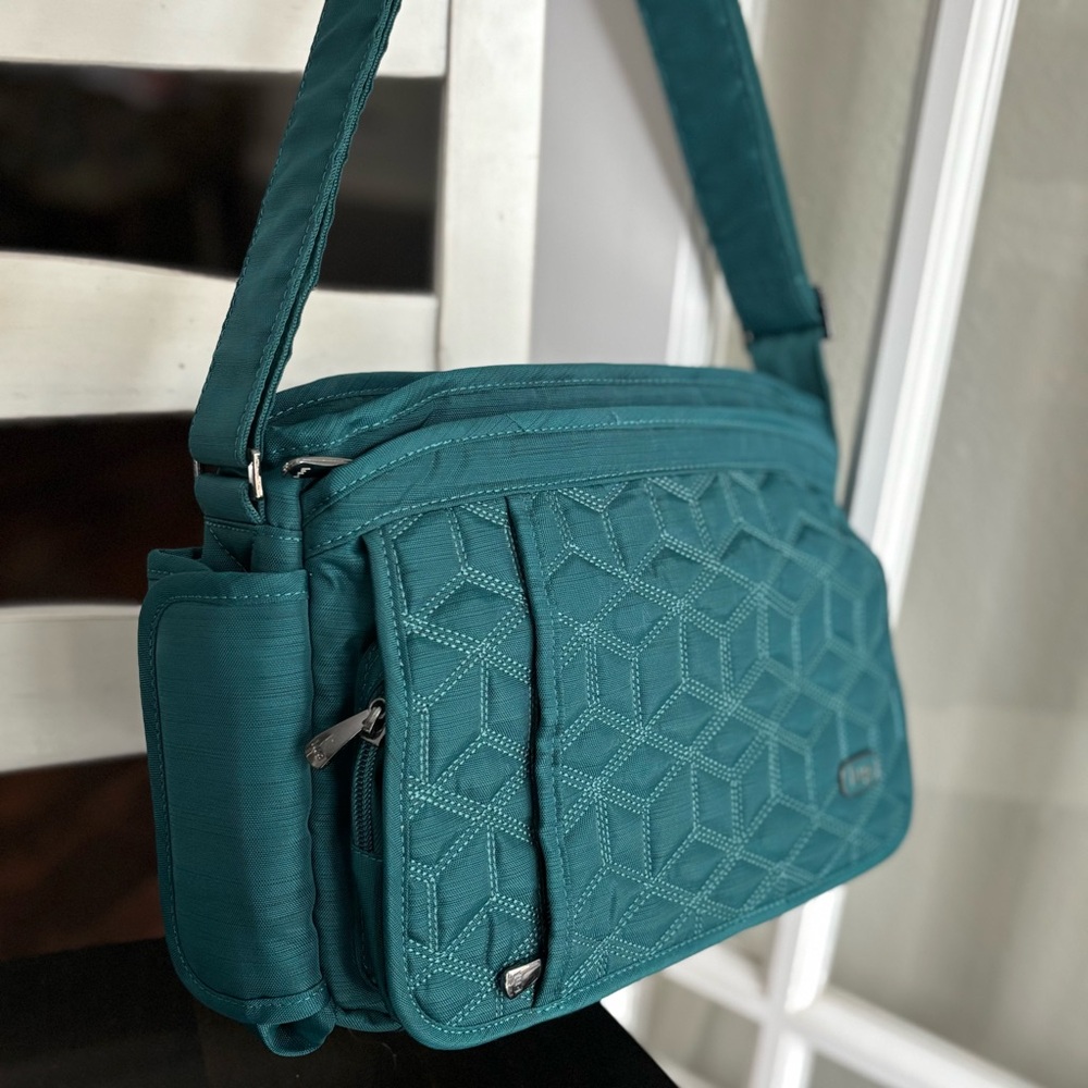 Lug Wings Quilted Flap Crossbody Rfid Bag Travel Organizer Teal - Picture 3 of 10